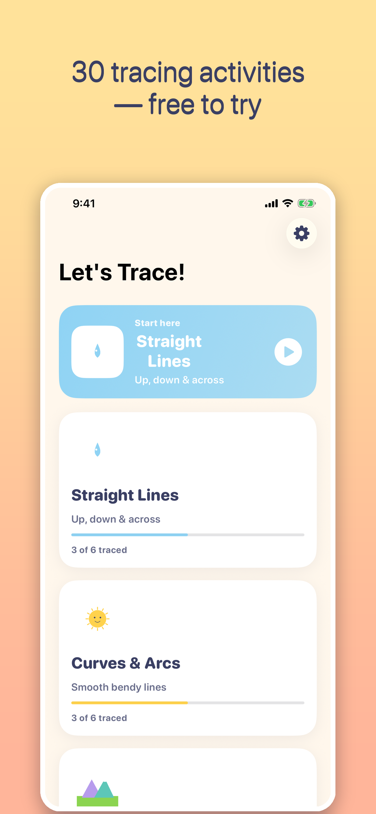 Home screen with stroke families